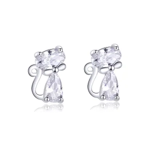 (imagem para) Pandora Style Four Corner Stone Kitten Stud Earrings - BSE206