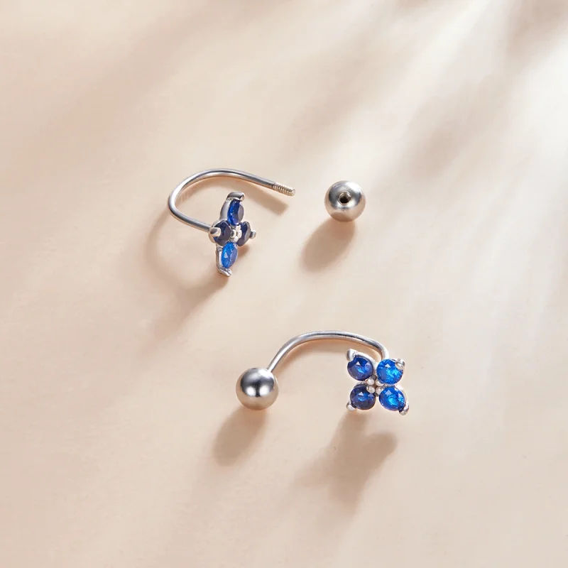 (imagem para) Pandora Style Four-Petal Flower Stud Earrings - SCE1177-A - Visualizar 3