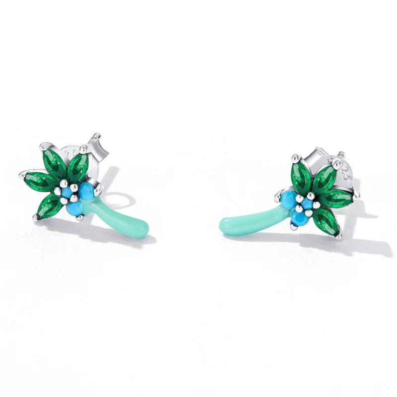 (imagem para) Pandora Style Funny Coconut Tree Stud Earrings - SCE1403 - Visualizar 2