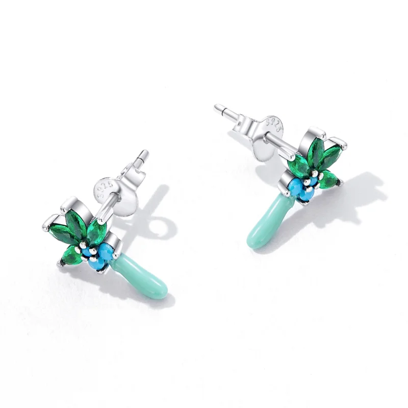 (imagem para) Pandora Style Funny Coconut Tree Stud Earrings - SCE1403 - Visualizar 3