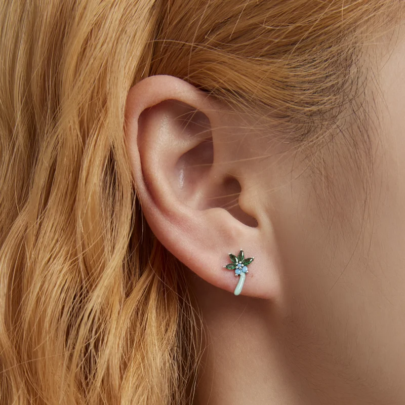 (imagem para) Pandora Style Funny Coconut Tree Stud Earrings - SCE1403 - Visualizar 6