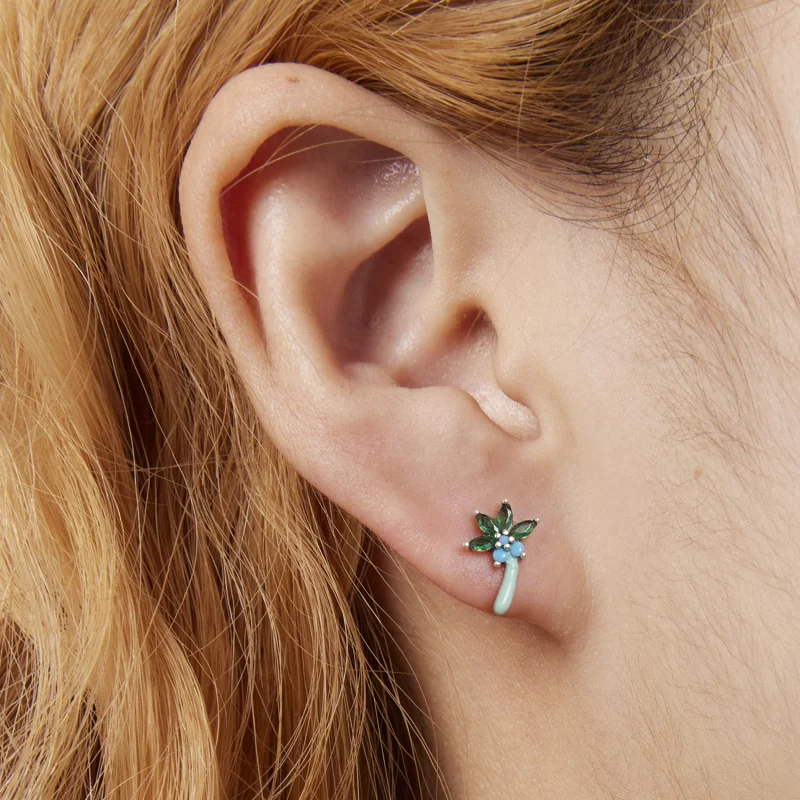 (imagem para) Pandora Style Funny Coconut Tree Stud Earrings - SCE1403 - Visualizar 7