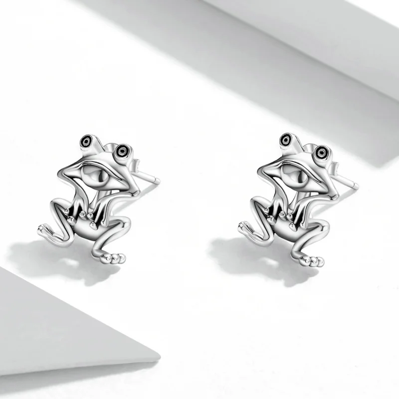 (imagem para) Pandora Style Funny Frog Stud Earrings - SCE1324 - Visualizar 2