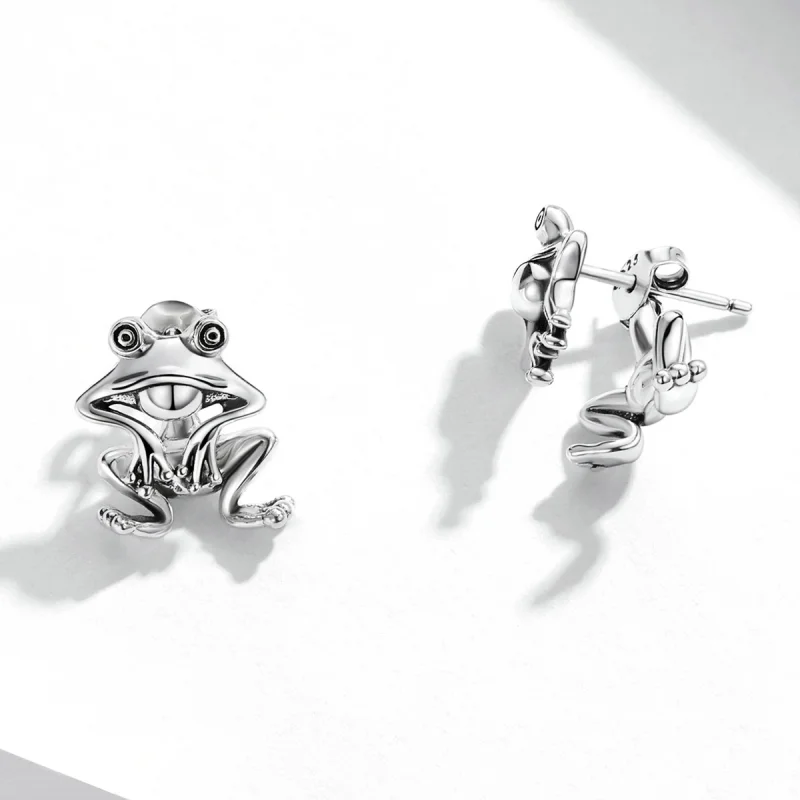 (imagem para) Pandora Style Funny Frog Stud Earrings - SCE1324 - Visualizar 3
