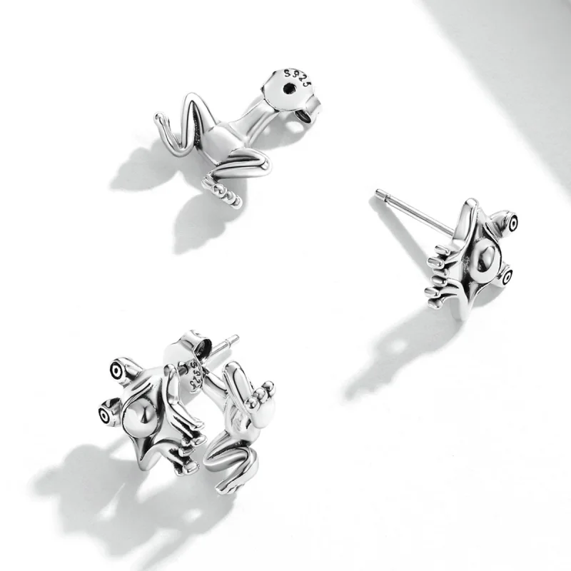 (imagem para) Pandora Style Funny Frog Stud Earrings - SCE1324 - Visualizar 4