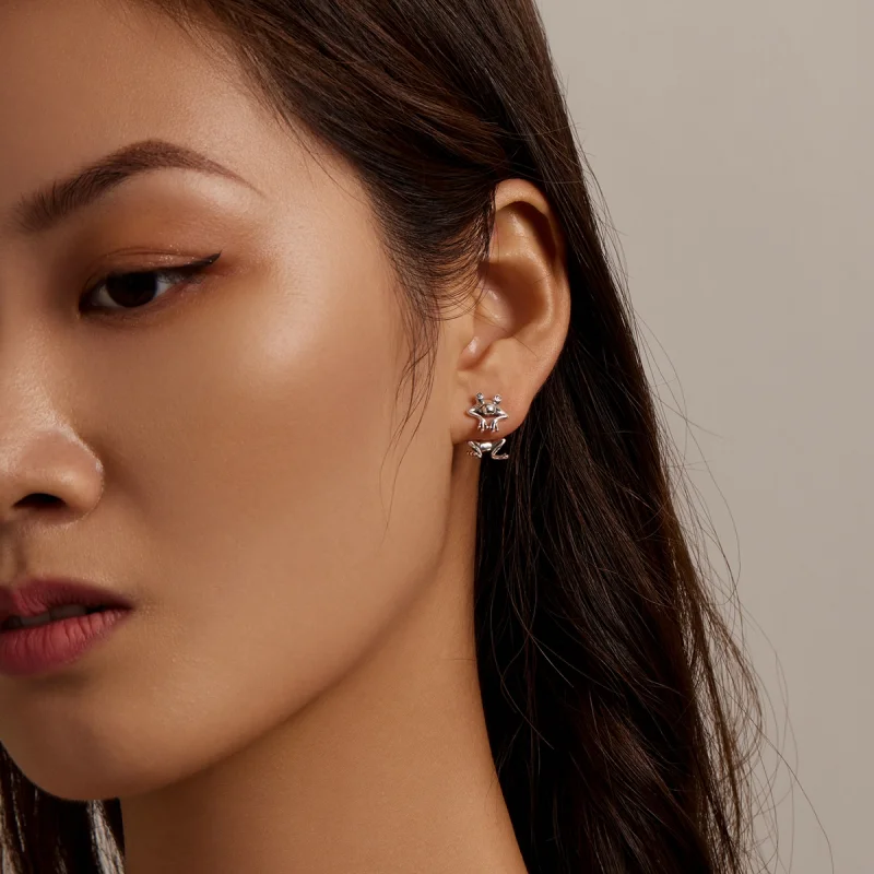 (imagem para) Pandora Style Funny Frog Stud Earrings - SCE1324 - Visualizar 5