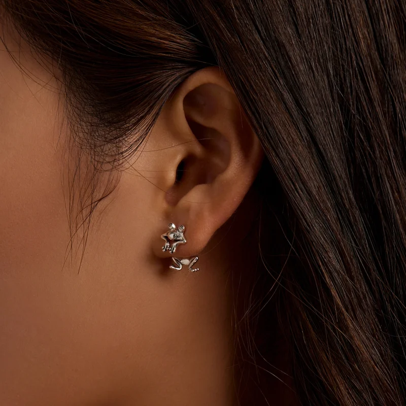 (imagem para) Pandora Style Funny Frog Stud Earrings - SCE1324 - Visualizar 6