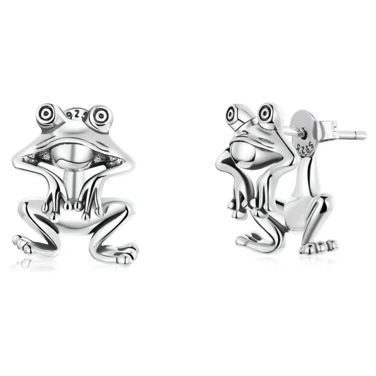 (imagem para) Pandora Style Funny Frog Stud Earrings - SCE1324