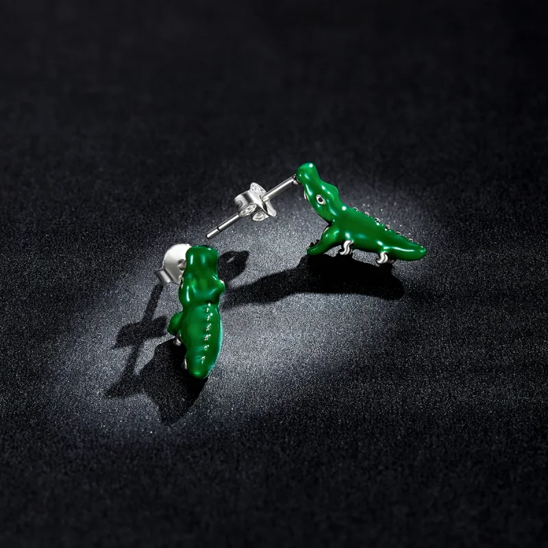 (imagem para) Pandora Style Funny Little Crocodile Stud Earrings - BSE562 - Visualizar 5