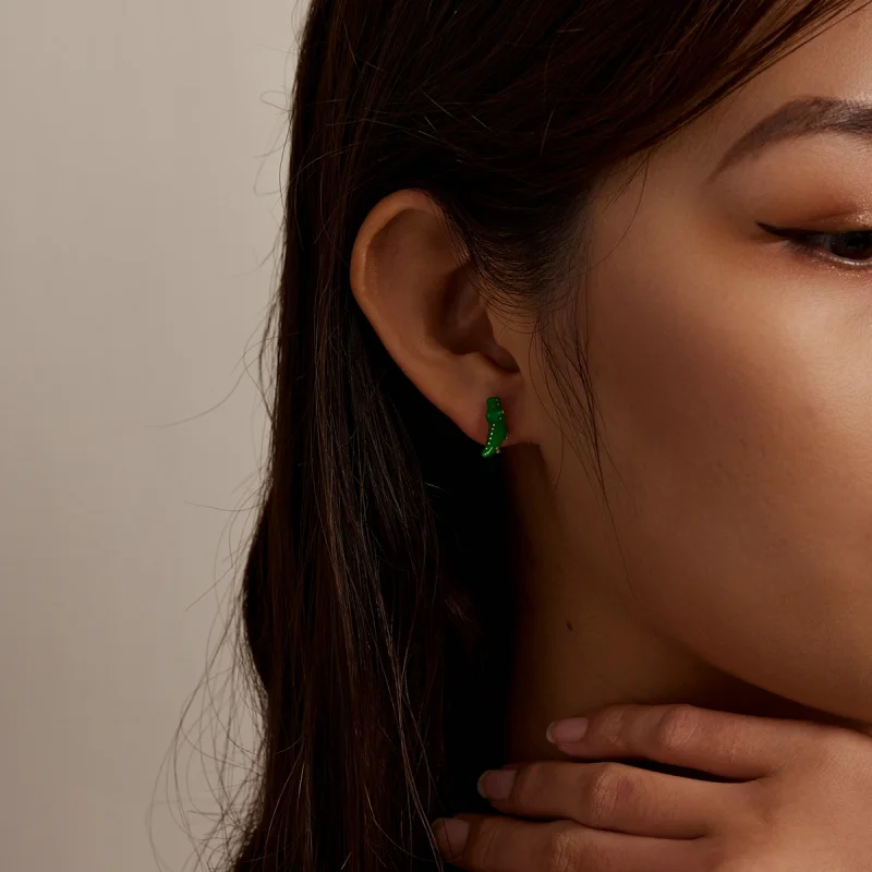 (imagem para) Pandora Style Funny Little Crocodile Stud Earrings - BSE562 - Visualizar 8