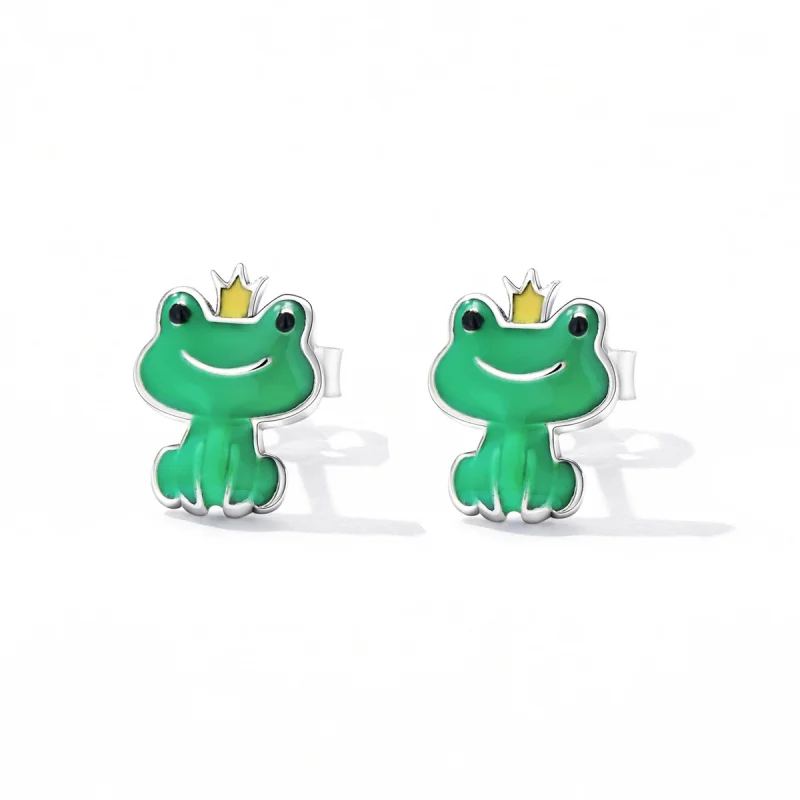 (imagem para) Pandora Style Funny Little Frog Stud Earrings - SCE1380 - Visualizar 2