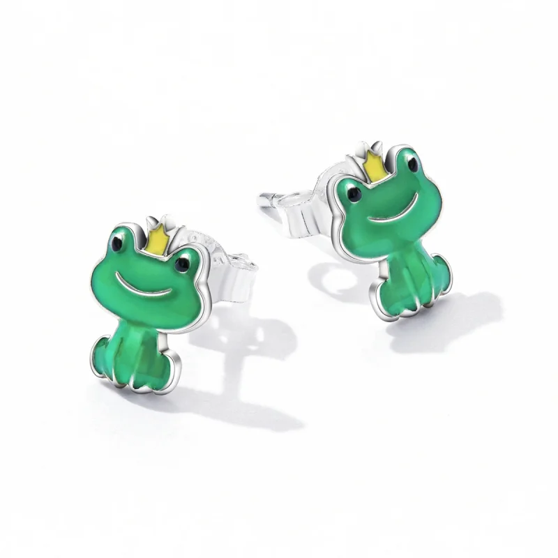 (imagem para) Pandora Style Funny Little Frog Stud Earrings - SCE1380 - Visualizar 3