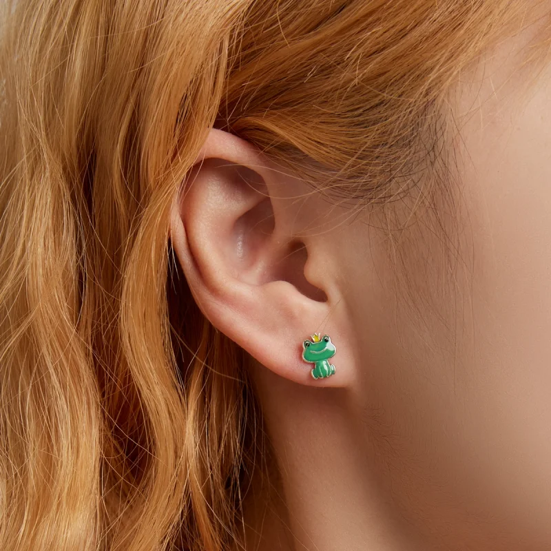 (imagem para) Pandora Style Funny Little Frog Stud Earrings - SCE1380 - Visualizar 5