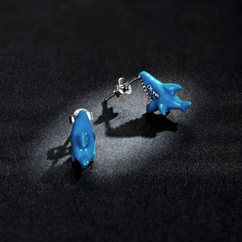 (imagem para) Pandora Style Funny Little Shark Stud Earrings - BSE563 - Visualizar 5