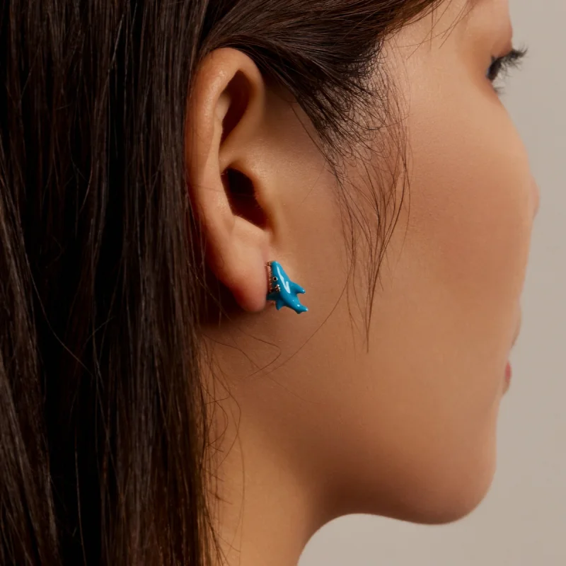 (imagem para) Pandora Style Funny Little Shark Stud Earrings - BSE563 - Visualizar 8