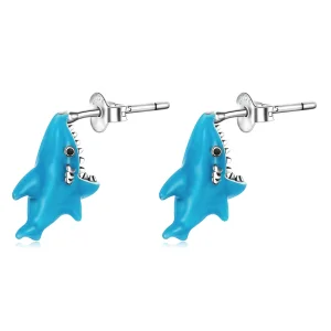(imagem para) Pandora Style Funny Little Shark Stud Earrings - BSE563
