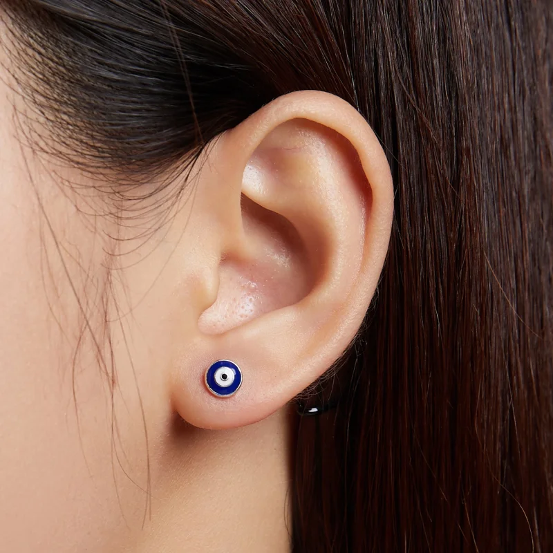 (imagem para) Pandora Style Guardian Eye Stud Earrings - SCE1207-BU - Visualizar 3