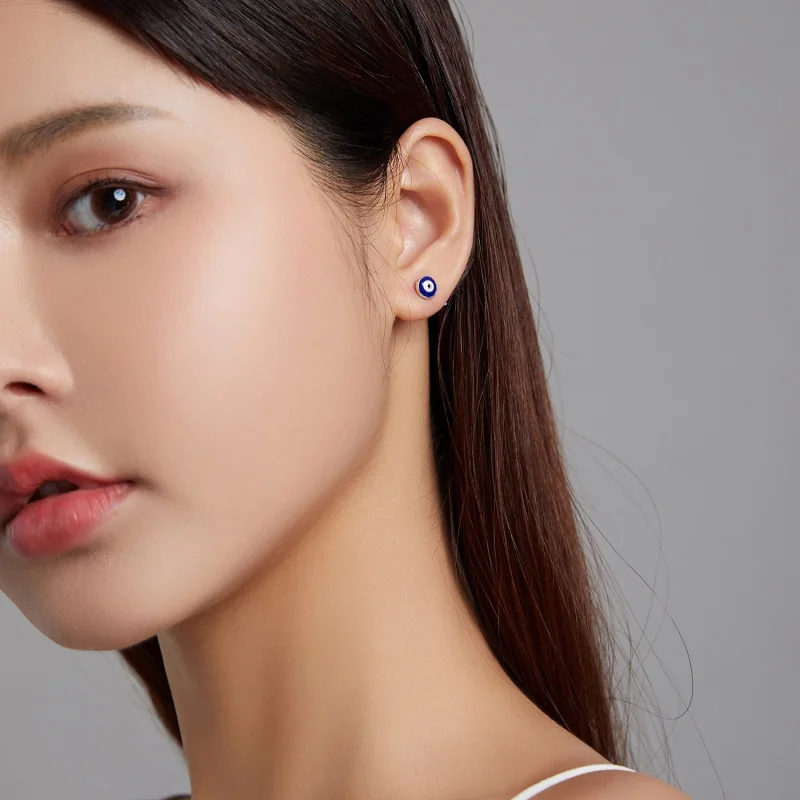 (imagem para) Pandora Style Guardian Eye Stud Earrings - SCE1207-BU - Visualizar 4