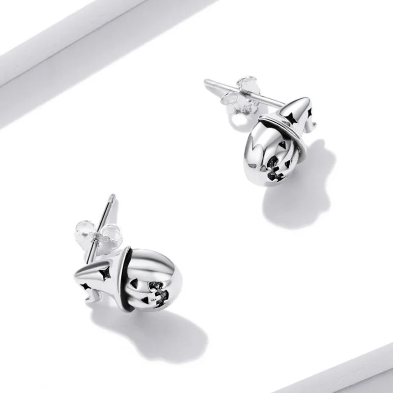 (imagem para) Pandora Style Halloween Pumpkin Stud Earrings - BSE537 - Visualizar 4