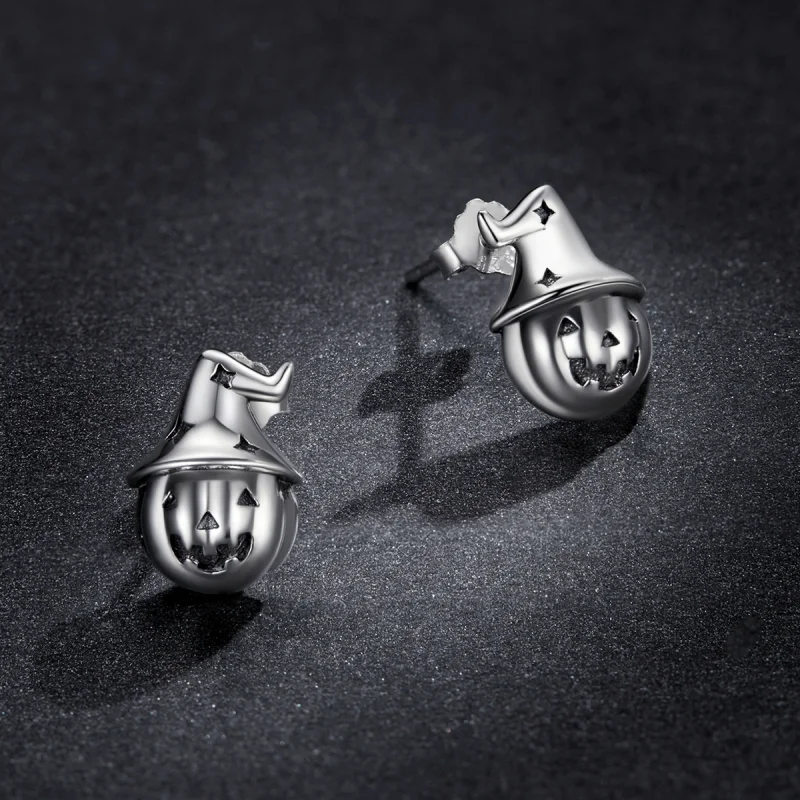 (imagem para) Pandora Style Halloween Pumpkin Stud Earrings - BSE537 - Visualizar 5