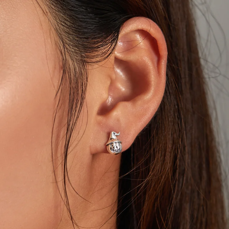 (imagem para) Pandora Style Halloween Pumpkin Stud Earrings - BSE537 - Visualizar 7