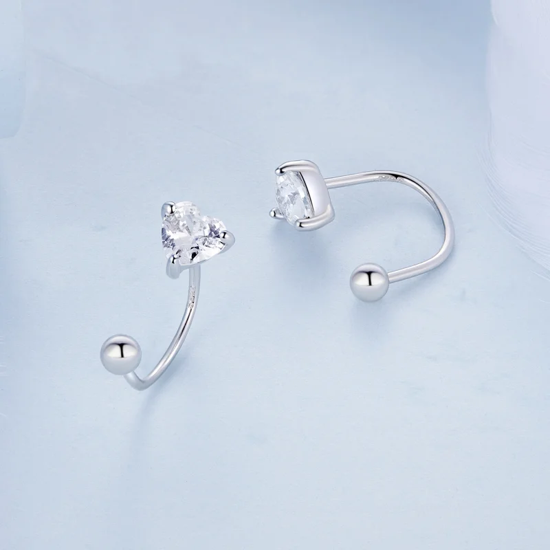 (imagem para) Pandora Style Heart Thread Stud Earrings - BSE697 - Visualizar 3