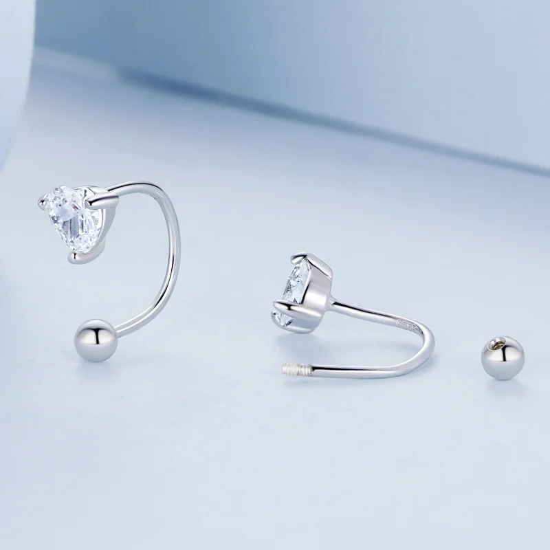 (imagem para) Pandora Style Heart Thread Stud Earrings - BSE697 - Visualizar 4