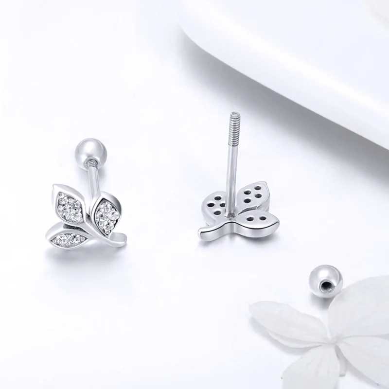 (imagem para) Pandora Style Listening to The Leaves Stud Earrings - SCE431 - Visualizar 4