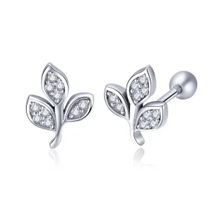 (imagem para) Pandora Style Listening to The Leaves Stud Earrings - SCE431