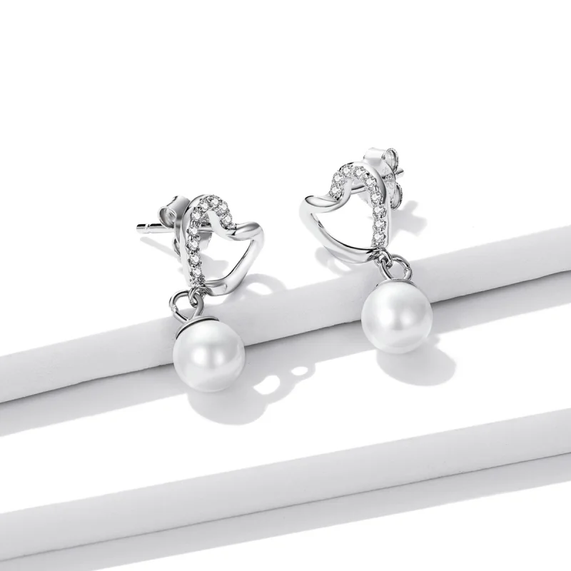 (imagem para) Pandora Style Love Shell Beads-Elegant Stud Earrings - BSE552 - Visualizar 2