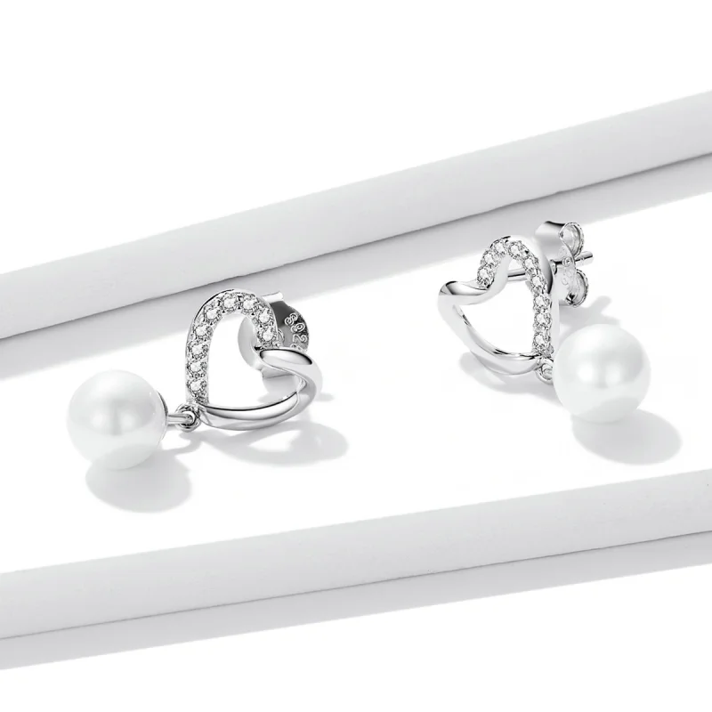 (imagem para) Pandora Style Love Shell Beads-Elegant Stud Earrings - BSE552 - Visualizar 3