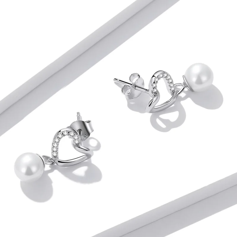 (imagem para) Pandora Style Love Shell Beads-Elegant Stud Earrings - BSE552 - Visualizar 4