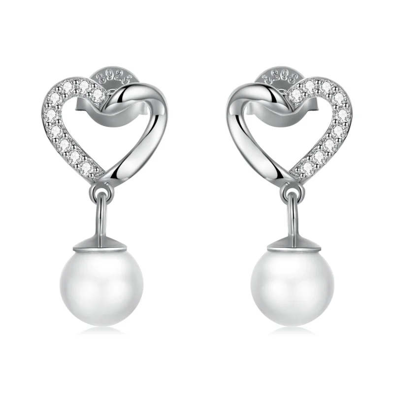(imagem para) Pandora Style Love Shell Beads-Elegant Stud Earrings - BSE552