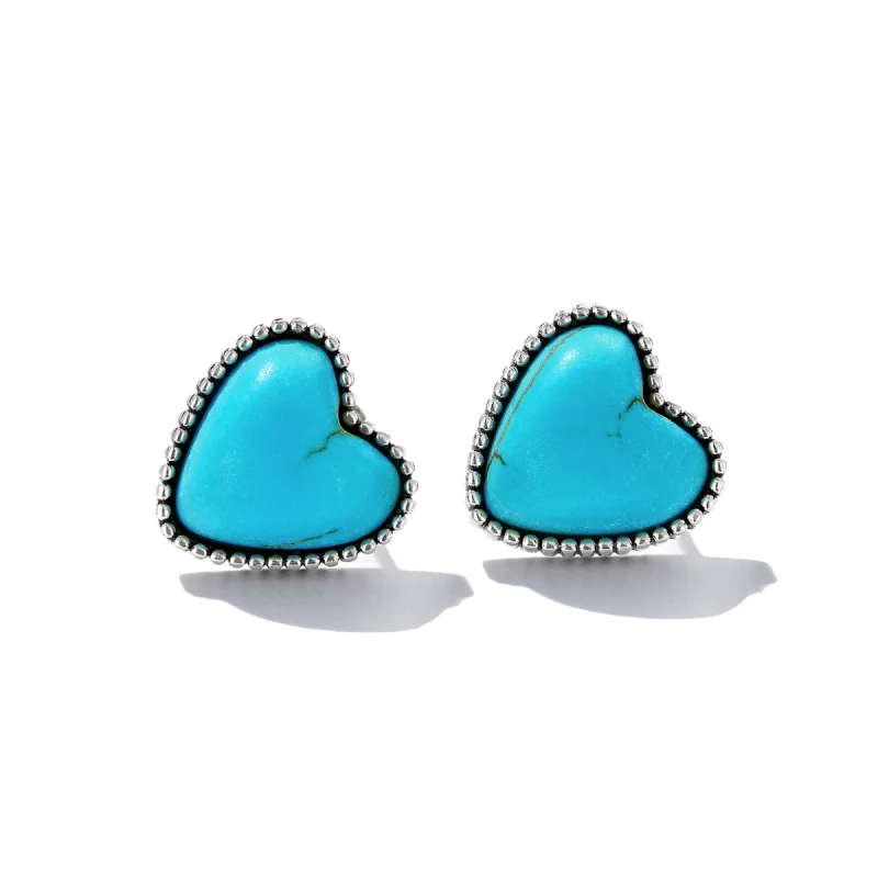 (imagem para) Pandora Style Love Turquoise Stud Earrings - BSE591 - Visualizar 2