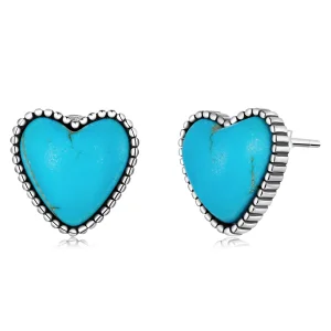 (imagem para) Pandora Style Love Turquoise Stud Earrings - BSE591
