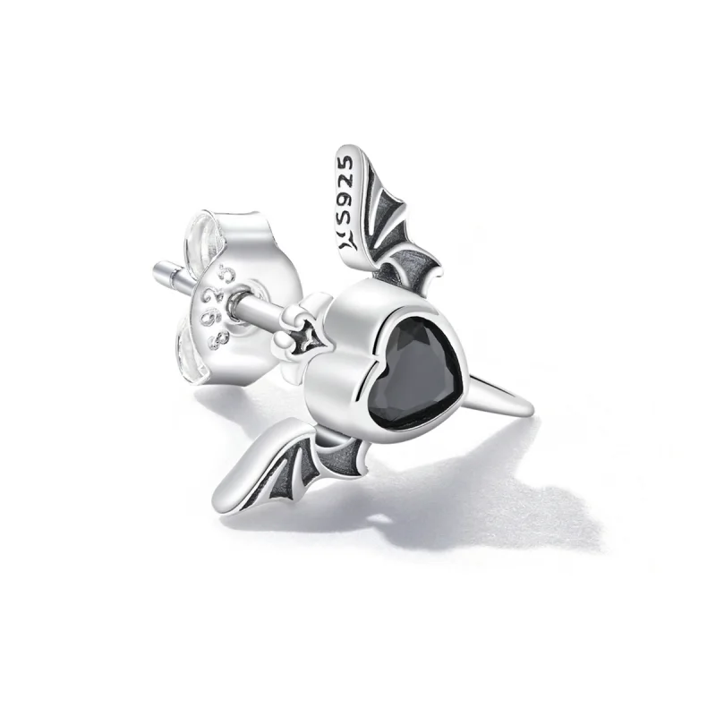 (imagem para) Pandora Style Love Wings Stud Earrings - SCE1179-BK - Visualizar 3