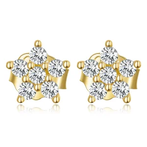 Pandora Style Mini Flower Stud Earrings - BSE598-B (imagem para) Pandora Style Mini Flower Stud Earrings - BSE598-B