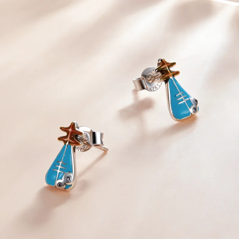 (imagem para) Pandora Style Mini Lute Stud Earrings - SCE1216 - Visualizar 2
