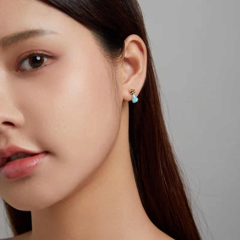 (imagem para) Pandora Style Mini Lute Stud Earrings - SCE1216 - Visualizar 3