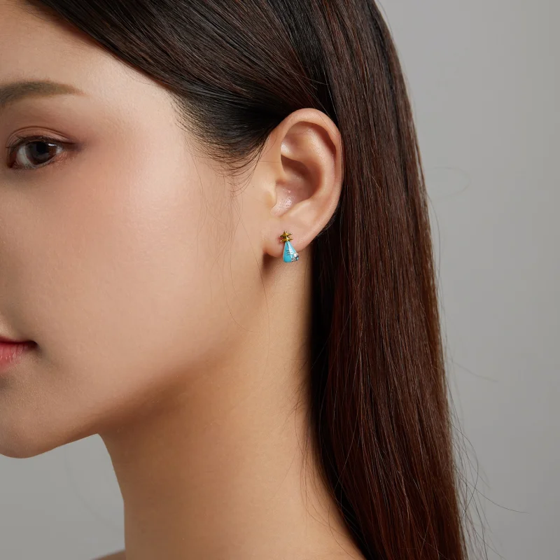 (imagem para) Pandora Style Mini Lute Stud Earrings - SCE1216 - Visualizar 4