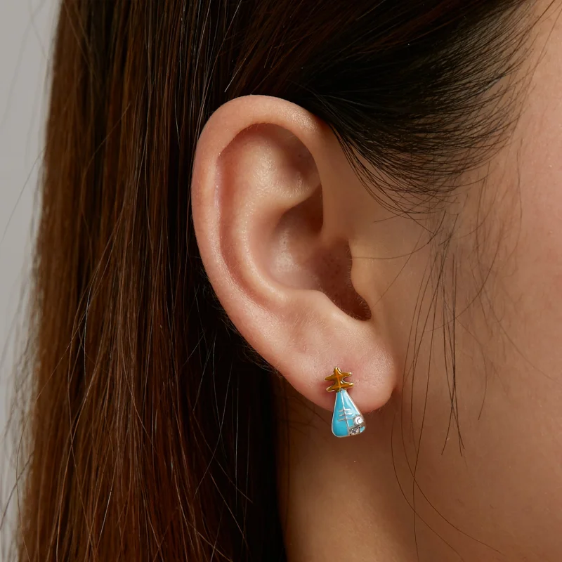 (imagem para) Pandora Style Mini Lute Stud Earrings - SCE1216 - Visualizar 5