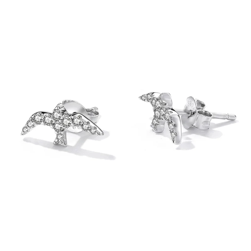 (imagem para) Pandora Style Mini Swallow Stud Earrings - BSE594 - Visualizar 2