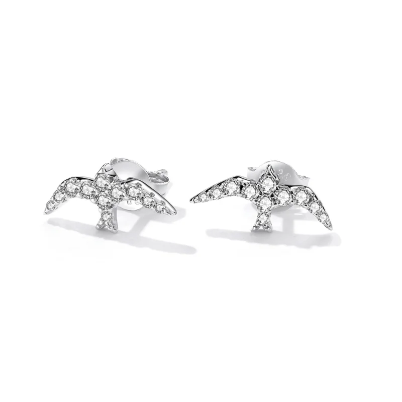 (imagem para) Pandora Style Mini Swallow Stud Earrings - BSE594 - Visualizar 3