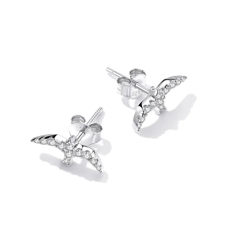 (imagem para) Pandora Style Mini Swallow Stud Earrings - BSE594 - Visualizar 4