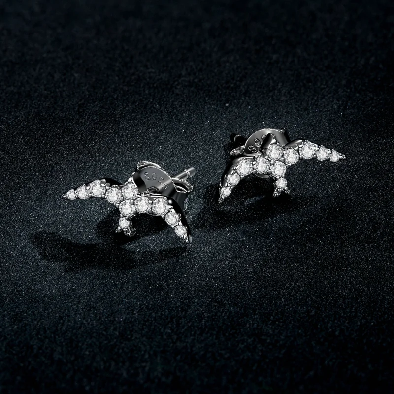 (imagem para) Pandora Style Mini Swallow Stud Earrings - BSE594 - Visualizar 5