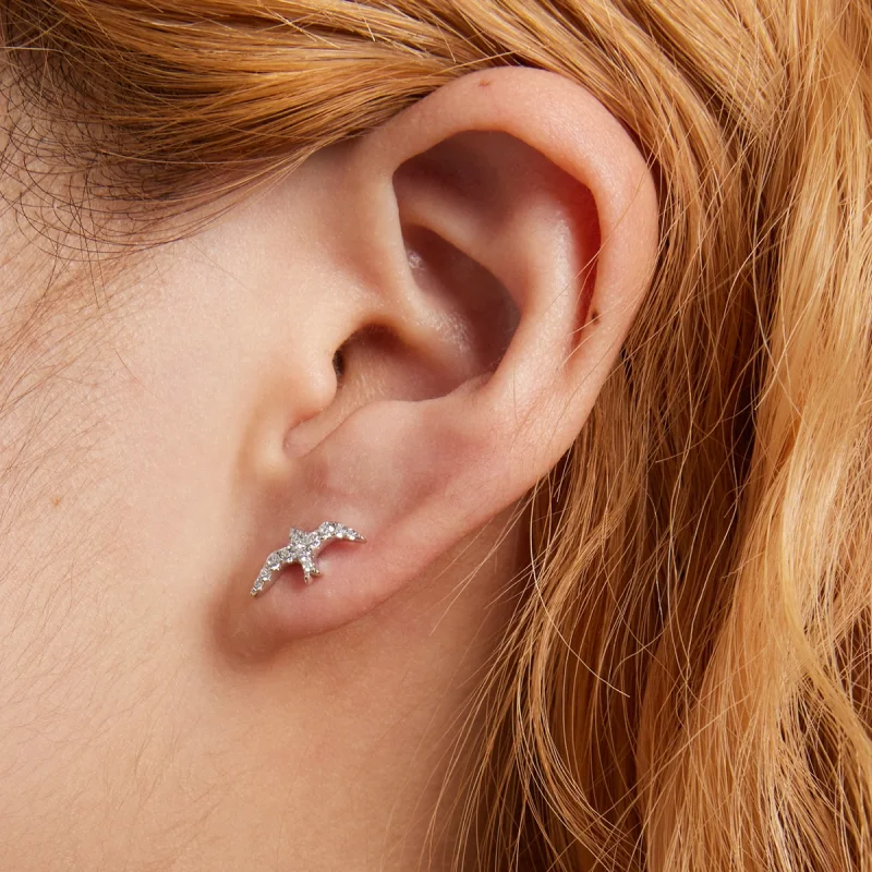 (imagem para) Pandora Style Mini Swallow Stud Earrings - BSE594 - Visualizar 6