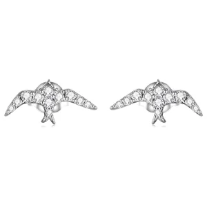 Pandora Style Mini Swallow Stud Earrings - BSE594 (imagem para) Pandora Style Mini Swallow Stud Earrings - BSE594