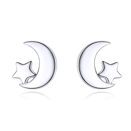(imagem para) Pandora Style Moon and Stars Stud Earrings - SCE726