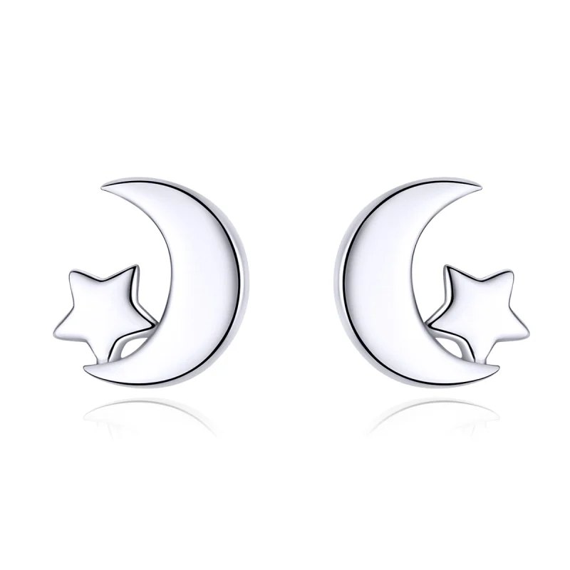 (imagem para) Pandora Style Moon and Stars Stud Earrings - SCE726