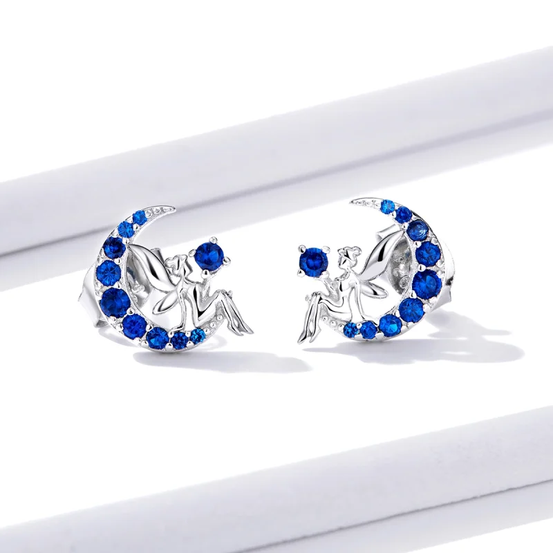 (imagem para) Pandora Style Moon Elf Stud Earrings - BSE376 - Visualizar 2